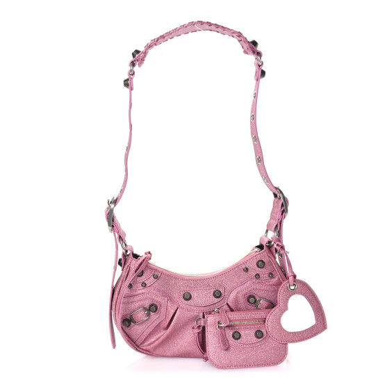 BALENCIAGA Sparkling Fabric Le Cagole Shoulder Bag XS Sweet