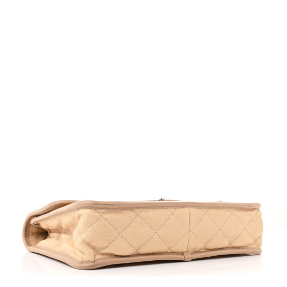 【ヴィンテージ】Rank:S☆Chanel Beige French Riviera Jumbo CHANEL Caviar Quilted Large French Riviera Flap Beige