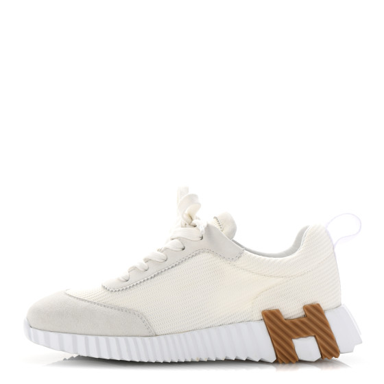 HERMES Graphic Mesh Suede Goatskin Womens Bouncing Sneakers