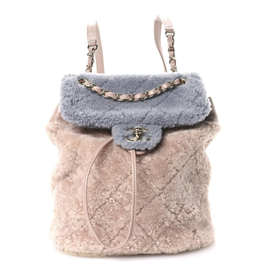 ★EMS★ SHEARLING BACKPACKBEIGE CHANEL Shearling Sheepskin Small Urban Spirit Backpack Gray
