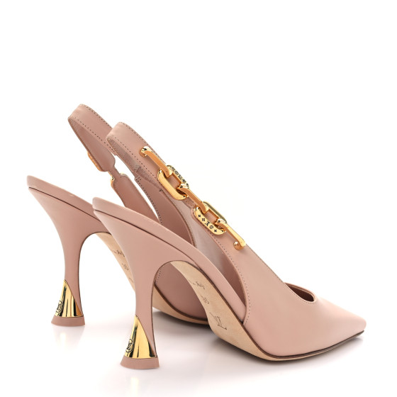 LOUIS VUITTON Calfskin Sparkle Slingback Pumps 36 Nude