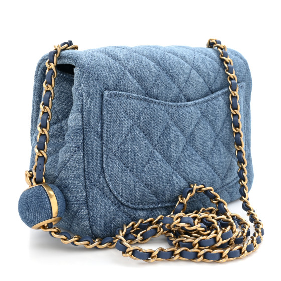 【CHANEL】Quilted Mini Rectangular denim Caviar★ショルダー CHANEL Denim Quilted Mini Rectangular Flap Dark Blue 1622914