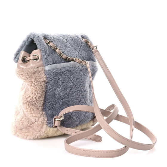 CHANEL Shearling Sheepskin Small Urban Spirit Backpack Gray