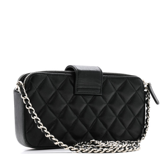 VINTAGE●CHANEL●シャネル ブラック CC クラッチバッグ CHANEL Lambskin Quilted CC Box Clutch With Chain Black