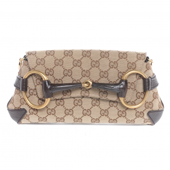 GUCCI Monogram Horsebit Clutch Ebony 48581 | FASHIONPHILE