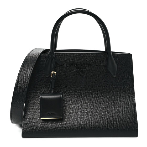 PRADA Saffiano Cuir Calfskin Medium Monochrome Top Handle
