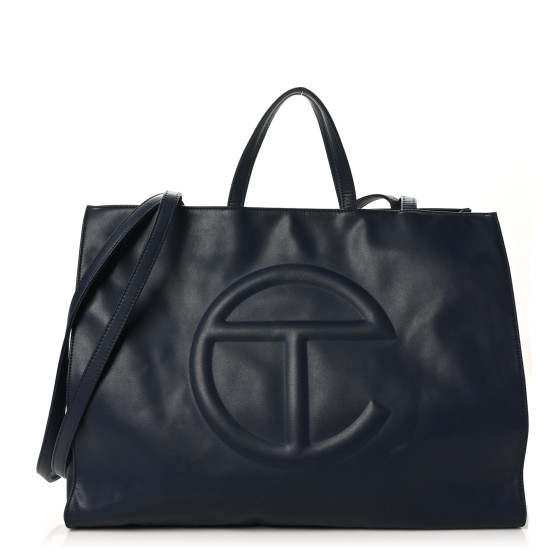 TELFAR Vegan Leather Large Shopping Bag Navy 1681285