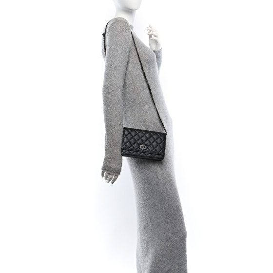 【CHANEL】Chanel woc★シャネル【ランク:A】 Chanel Black Distressed Leather Reissue Wallet on Chain WOC