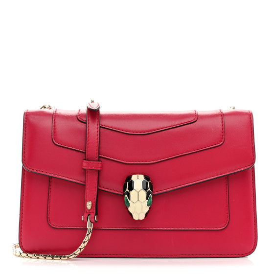 BULGARI Calfskin Serpenti Forever Crossbody Bag Pink