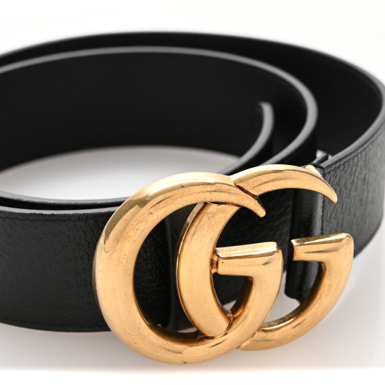 GUCCI Textured Calfskin Double G 40mm Belt 85 34 Black