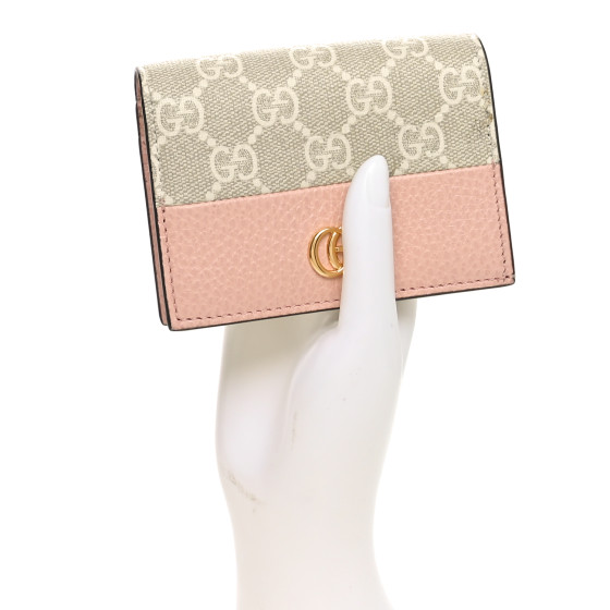 GUCCI カードケース PERFECT PINK GUCCI Dollar Calfskin Enamel Monochrome GG Marmont Card Case