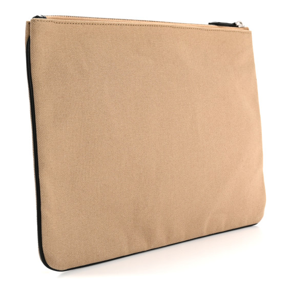 【FENDI】BEIGE COTTON FLATS（関税込み） FENDI Cotton Canvas Vitello Grace Light Logo Pouch Beige