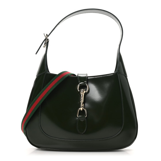 GUCCI JACKIE ハンドバッグ GUCCI Patent Calfskin Small Jackie Shoulder Bag Forest Green