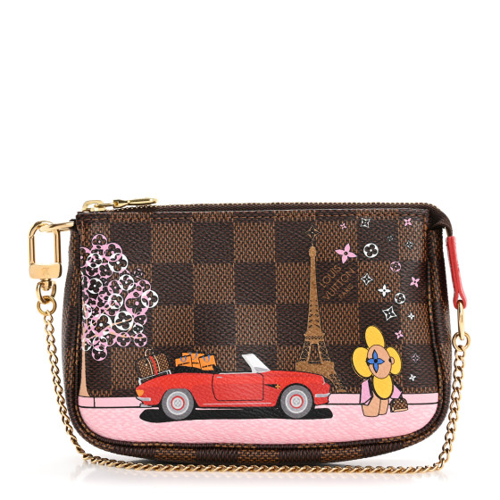 Louis Vuitton レッド モノグラム ポーチ LOUIS VUITTON Damier Ebene 2019 Christmas Animation Mini
