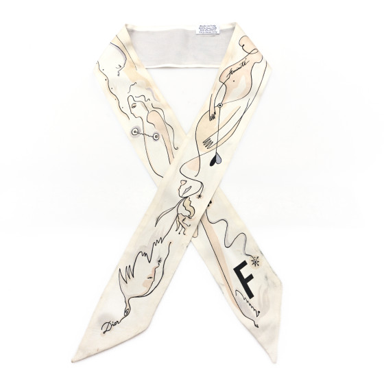 CHRISTIAN DIOR Silk ABCDior F Mitzah Scarf White Multicolor