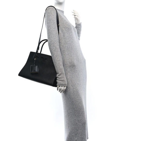 【PRADA】TOP HANDLE TOTE BAG Prada Monochrome Saffiano Top Handle Crossbody Tote Bag