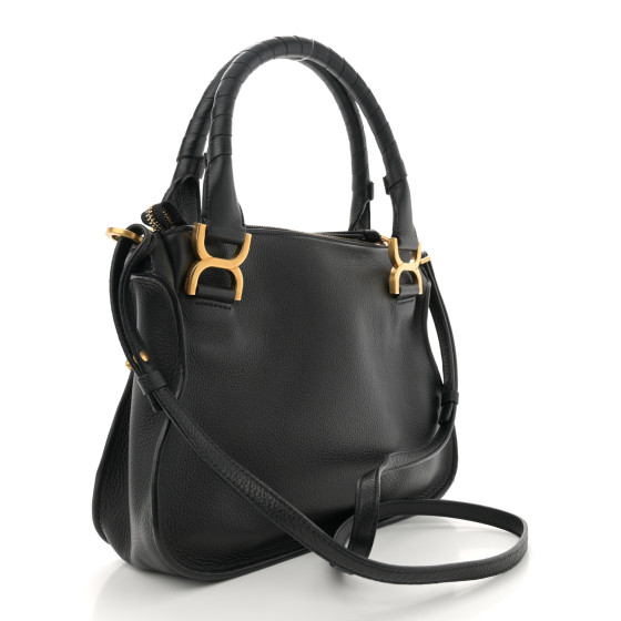 CHLOE Calfskin Small Marcie Satchel Black 1682699 | FASHIONPHILE