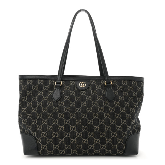 GUCCI Jacquard Black Denim GG Monogram Medium Ophidia