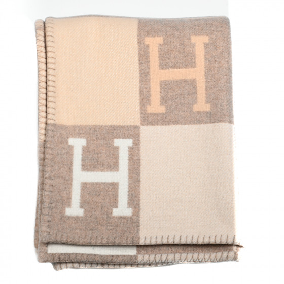 HERMES Wool Cashmere Avalon III Blanket Coco Camomille 889019