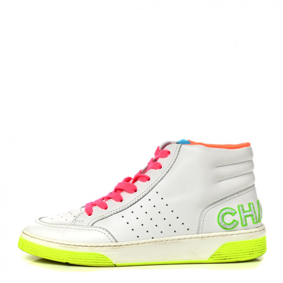 CHANEL シャネル CHANEL Calfskin Mens Logo High Top Sneakers 44 White