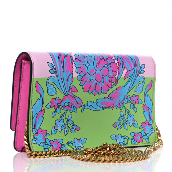 VERSACE Calfskin Technicolor Baroque Print Medusa Wallet on
