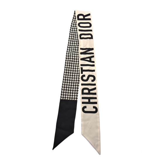 CHRISTIAN DIOR Silk 30 Montaigne Mitzah Scarf Black White