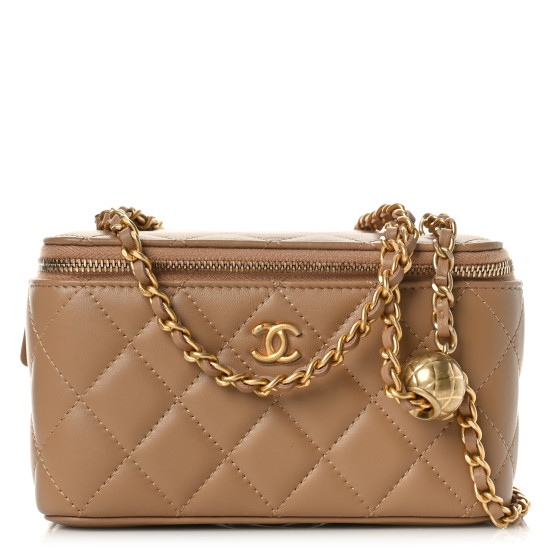 CHANEL Lambskin Quilted Pearl Crush Small Vanity Case With Chain