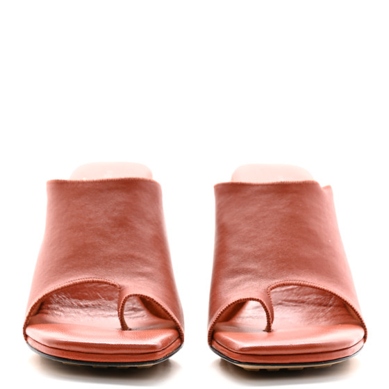 BOTTEGA VENETA Nappa Square Toe Slip-On Mule Sandals 36 Red