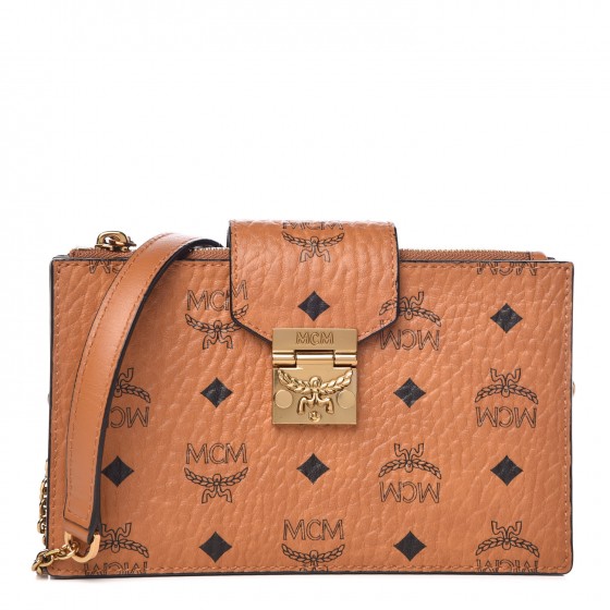 MCM Visetos Small Crossbody Bag Cognac 338214 FASHIONPHILE