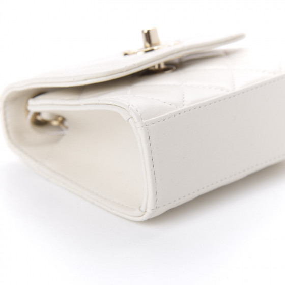 CHANEL Lambskin Quilted Mini Trendy CC Chain Wallet White