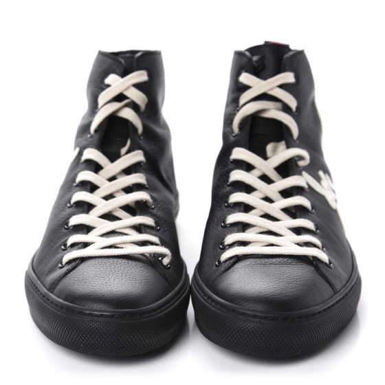 GUCCI Calfskin Blind For Love High Top Sneakers 10 Black