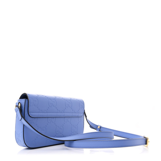 GUCCI Calfskin GG Super Mini Shoulder Bag Blue 1674671