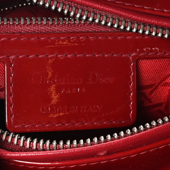 Dior かんざし DIOR レッド CHRISTIAN DIOR Patent Cannage Medium Lady Dior Red 1671189