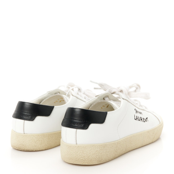 SAINT LAURENT Calfskin Embroidered Court Classic Sneakers 38