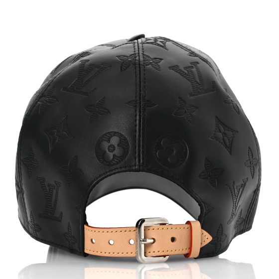 Louis Vuitton キャップ・アエログラム ブラック 58 LOUIS VUITTON Calfskin Monogram Shadow Baseball Cap 58 Black
