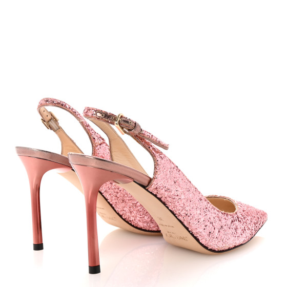 JIMMY CHOO Galatica Glitter Fabric Erin 85 Slingback Pump 36