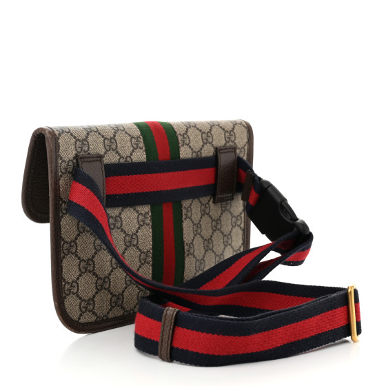 GUCCI GG Supreme Monogram Web Small Ophidia Belt Bag Brown