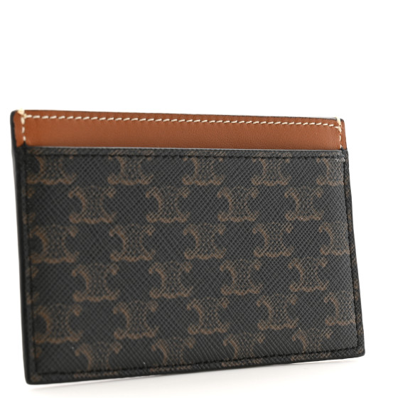 CELINE Triomphe Canvas Card Holder Tan 1666408 | FASHIONPHILE