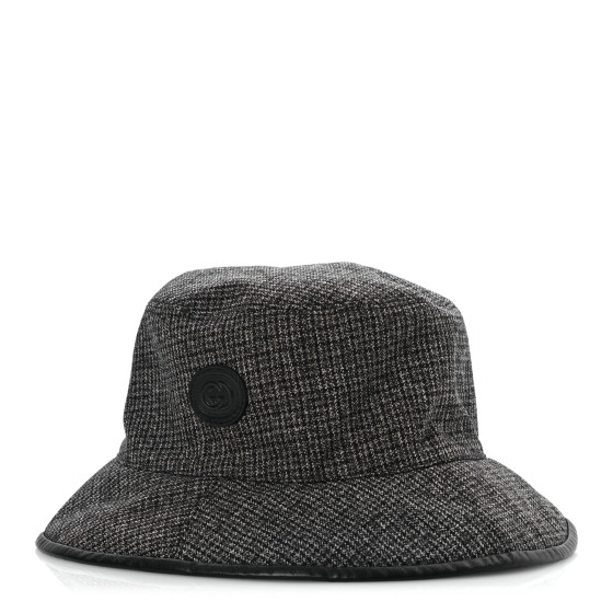 GUCCI Wool Nylon GG Monogram Reversible Bucket Hat L Black