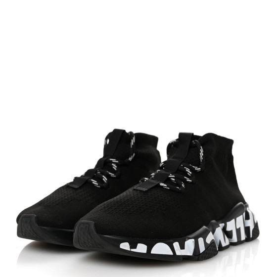 BALENCIAGA ブラック ピーコート BALENCIAGA Knit Womens Speed Lace Up Graffiti Sneakers 37