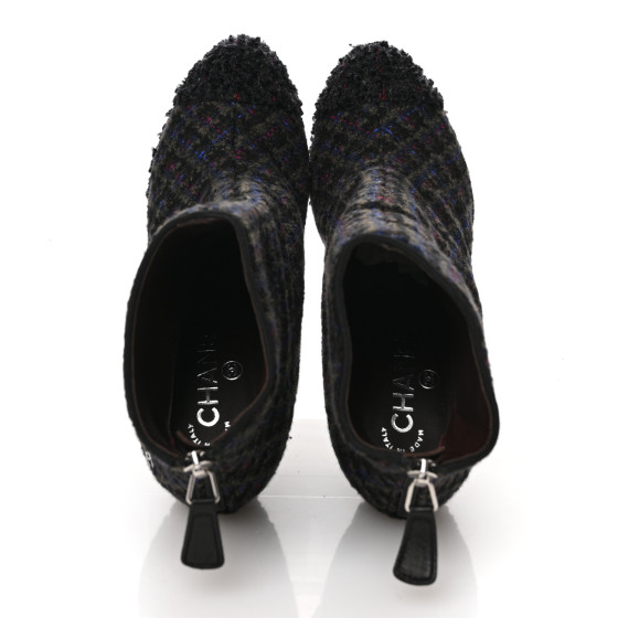 CHANEL ツイード　ブーツ　38C CHANEL Tweed Short Ankle Boots 38 Multicolor 1674880