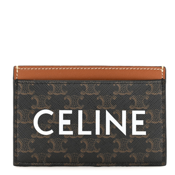 CELINE Triomphe Canvas Card Holder Tan 1666408 | FASHIONPHILE