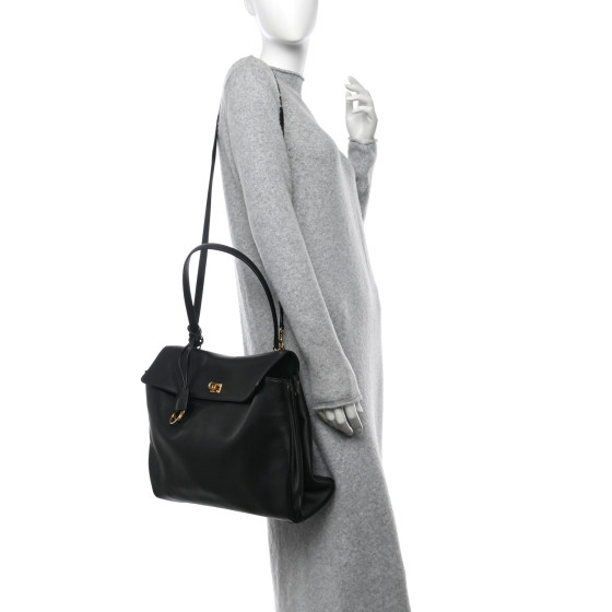 BALENCIAGA Smooth Calfskin Large Rodeo Top Handle Handbag