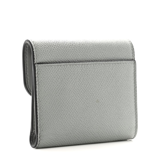 CHRISTIAN DIOR Grained Calfskin Saddle Card Holder Grey