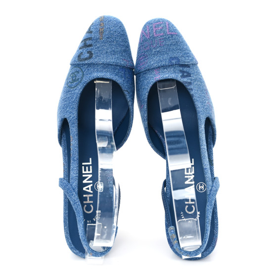 CHANELリボングラデーション1ロール50m CHANEL Denim Printed Mood Cap Toe CC Slingback Pumps 36.5