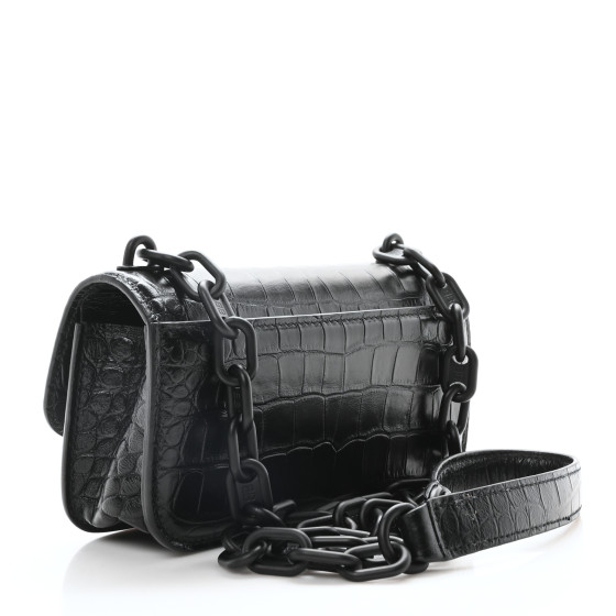 パンプス BALENCIAGA FW25 Handbags (788607 2AA4M1000) BALENCIAGA Shiny Super Supple Calfskin Crocodile Embossed