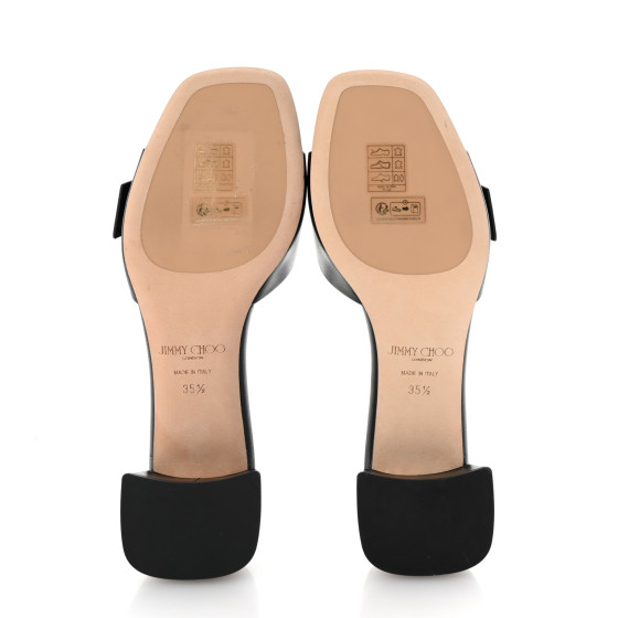 JIMMY CHOO Smooth Calfskin Hawke 40 Mule Sandals 35.5 Black
