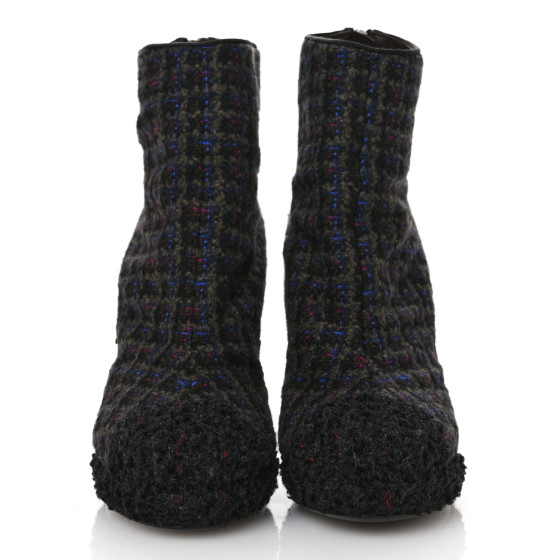 CHANEL Tweed Short Ankle Boots 38 Multicolor 1674880