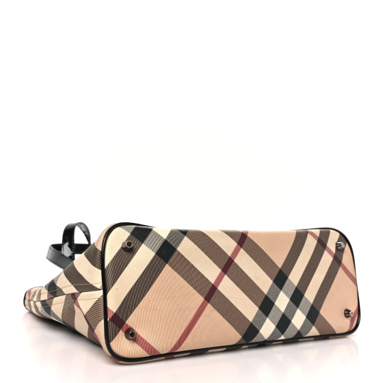 BURBERRY Metallic Calfskin Nova Check Small Nickie Tote