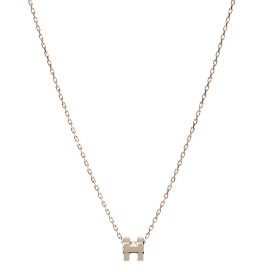 HERMES Lacquered Rose Gold Mini Pop H Pendant Necklace